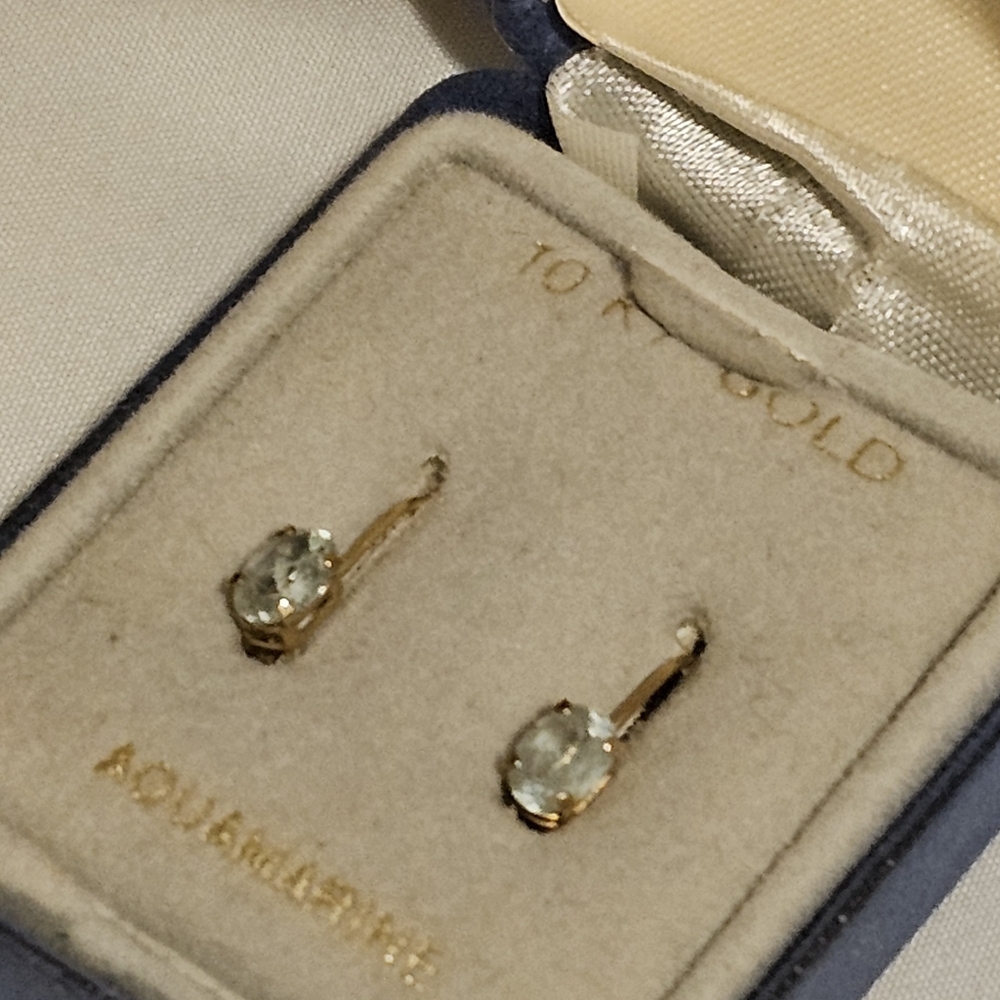 Elegant Gold Earrings with Light Blue Stones